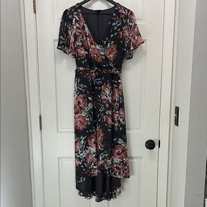 Torrid Watercolor Floral Flutter Sleeve High-Low Hem Midi Dress - Size 1X